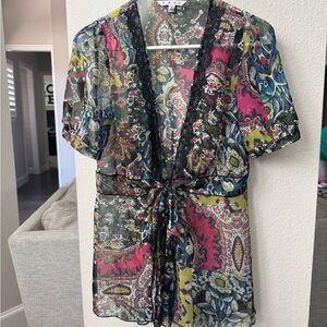 CAbi 543 Beaches of St Tropez blouse Tie Front Top